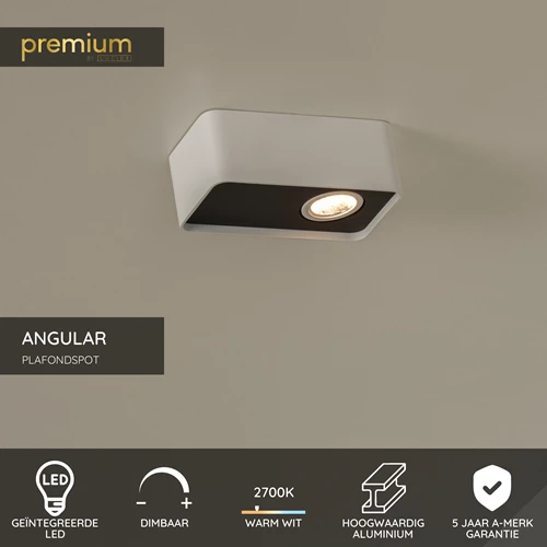 Lucide ANGULAR - Plafondspot - LED Dimb. - 1x6W 2700K - Wit | Premium - USP